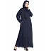 Designer Nida abaya with patchwork- Navy Blue